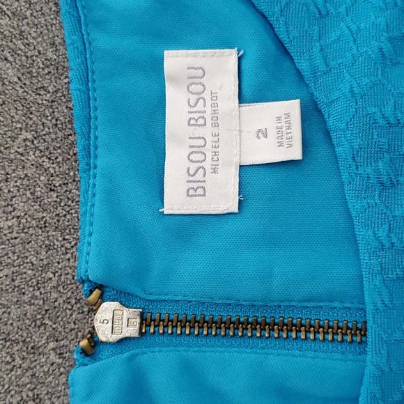 BISOU BISOU Michele Bohbot Turquoise Ruched Sleeveless Bodycon Dress SIZE: 2 - Picture 10 of 10